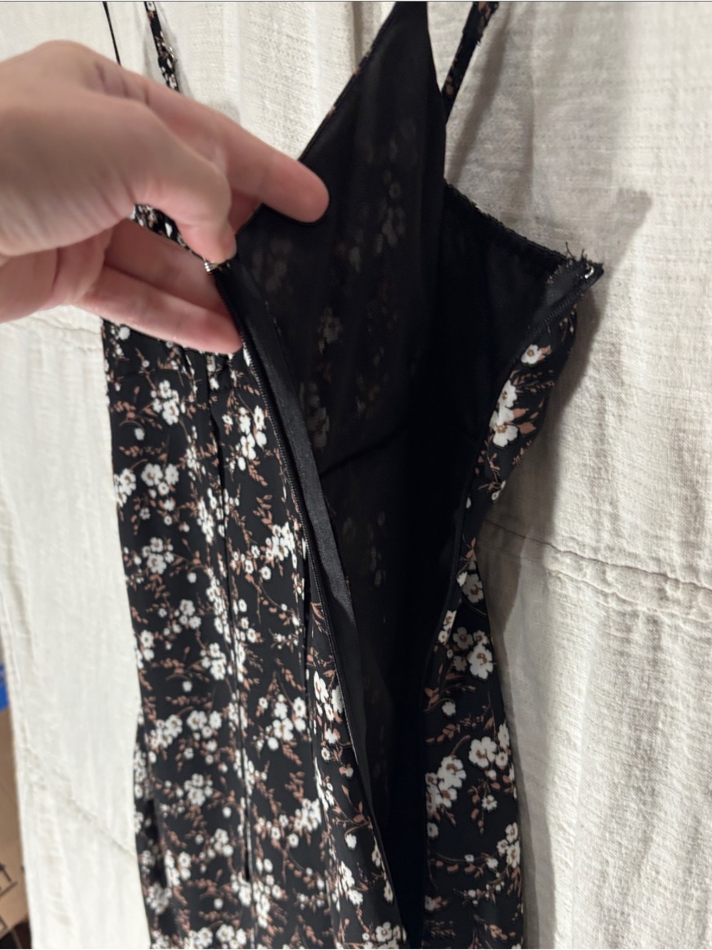 Workshop Republic Clothing Black Floral Midi Cami Slip Dress S 90s Y2K Grunge - Picture 8 of 9